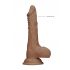 RealRock Dong 8 - realistische dildo met ballen (20cm) - donker natuur