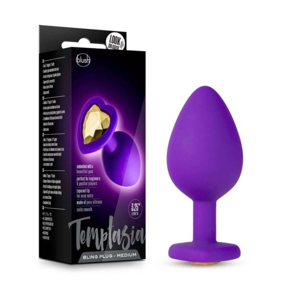 Temptasia M – gouden hartvormige anale dildo (paars) – medium