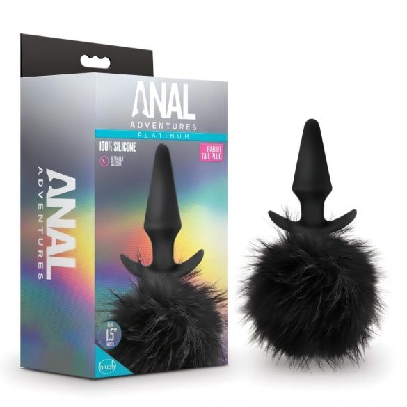 Anal Avonturen Platina - anale dildo met konijnenstaart (zwart)