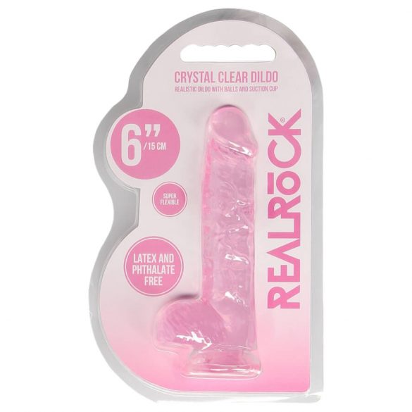 REALROCK - doorzichtige realistische dildo - roze (15cm)