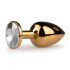 Easytoys Metal No.1 - goud anal plug met witte steen (2,5 cm)