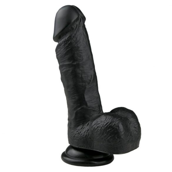 Easytoys - zuignap dildo met ballen (17,5 cm) - zwart