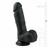 Easytoys - zuignap dildo met ballen (17,5 cm) - zwart