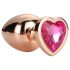 Gleaming Love - aluminium buttplug met hartvormige steen (rosegoud)