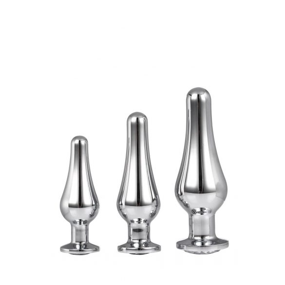 Glanzende Liefde - anale top dildo set - zilver (3-delig)