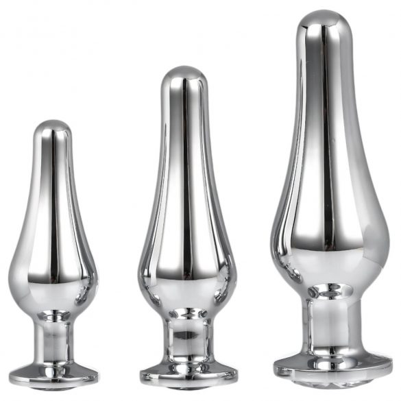 Glanzende Liefde - anale top dildo set - zilver (3-delig)