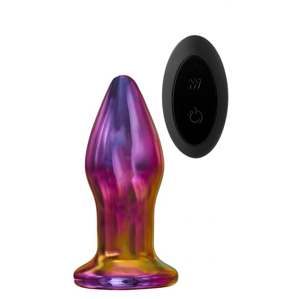 Glamour Glas - kegelvormige, glazen anale vibrator met radio (kleurig)