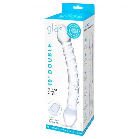 GLAS - dubbele glazen dildo (doorzichtig)