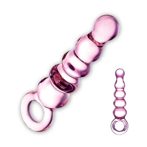 GLAS - glazen anale parels dildo (roze)