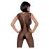 Obsessive N112 - mouwloze net catsuit met engelenvleugels - zwart (S-L)