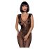 Obsessive N112 - mouwloze net catsuit met engelenvleugels - zwart (S-L)