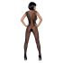 Obsessive N112 - mouwloze net catsuit met engelenvleugels - zwart (S-L)