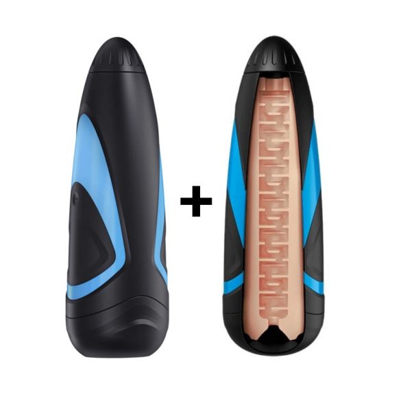 Satisfyer Men One masturbator en Lusty Tongues inzetstuk (blauw-zwart)