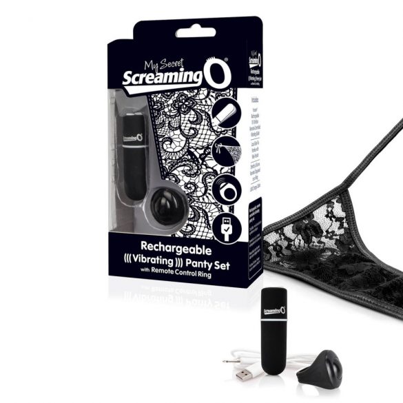 Screaming O MySecret - draadloze oplaadbare vibrerende string - zwart (S-L)