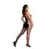 Baci - schouderloze fishnet-blom laag catsuit - zwart (S-L)