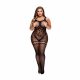 Baci Plus Size - netpatroon bodystocking met open kruis - zwart (XL-XXL)