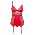 Obsessive Lovica - kanten jarreteltop en string (rood) - L/XL