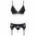 Obsessive 810-SEG-1 - kanten lingerie set (zwart) - L/XL