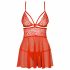 Obsessive 838-BAB-3 - pikante kanten babydoll met string (rood)