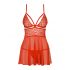 Obsessive 838-BAB-3 - pikante kanten babydoll met string (rood) - XXL