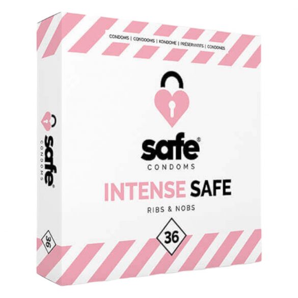 SAFE Intense Veilig - Geribbelde en gestippelde condoom (36 stuks)