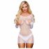 Lapdance Center Stage - lange mouwen net mini-jurk (wit)