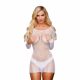 Lapdance Center Stage - lange mouwen net mini-jurk (wit)