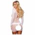 Lapdance Center Stage - lange mouwen net mini-jurk (wit)