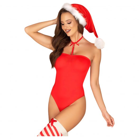 Obsessive Kissmas - halter-body set (rood)