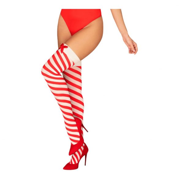 Obsessive Kissmass - Striped Thigh Highs (Red-White) 