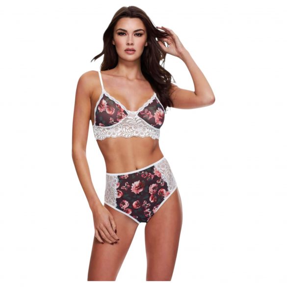 Baci - bloemen kanten bh set, hoge taille